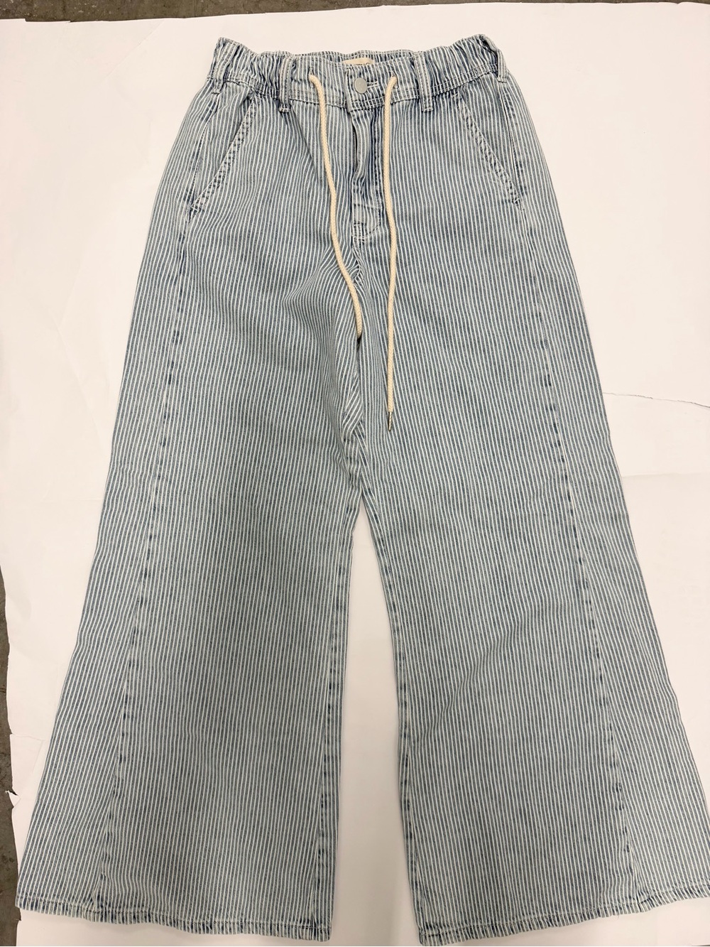 Anthropologie Light Blue & White Pinstripe Wide-Leg Jeans